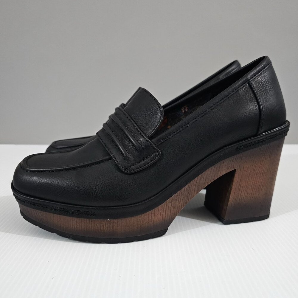 Kork-Ease Black Leather Platform Shoes